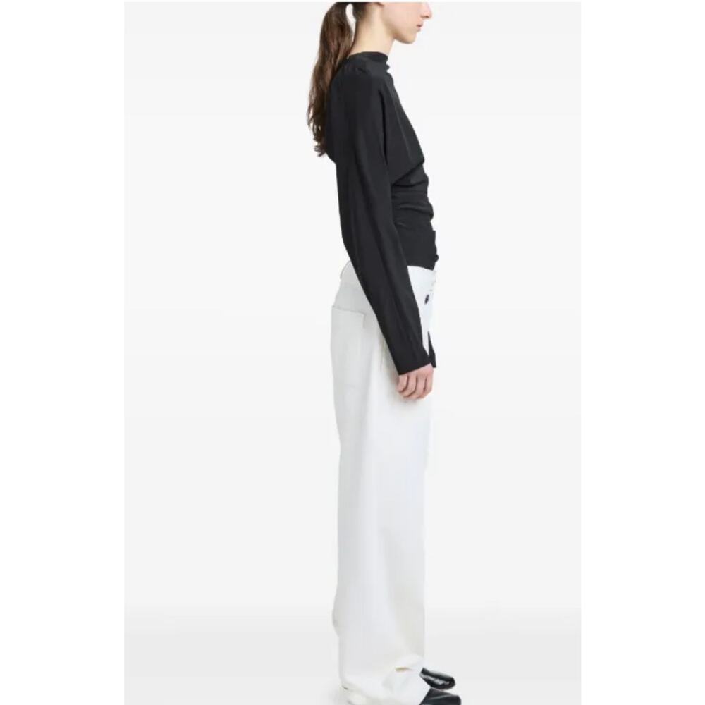 Proenza Schouler Keegan Stretch Silk Blend LS Top in Black 4 - Picture 5 of 7
